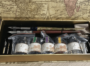 The inside contents of the calligraphy set