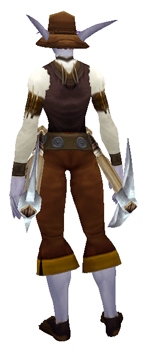 Expedition Ready: Leather Explorers League Transmog Set - Back View Sheathed