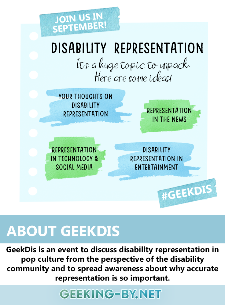 Disability Representation Discussion Topic Ideas for GeekDis - If you're not sure what to talk about for #Geekdis here are some Disability Representation Discussion Topic Ideas for GeekDis to get you started!. null