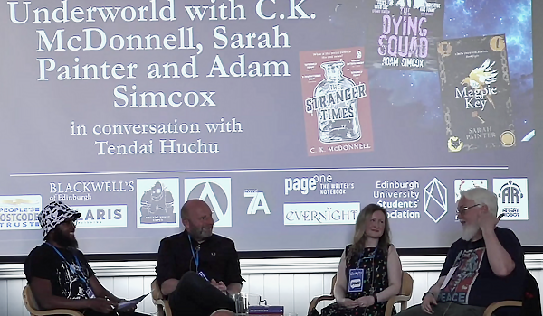 CYMERA Book Festival 2023: Recap and Review CYMERA Book Festival 2023 Recap and Review - Underworld panel with C.K. McDonnell, Sarah Painter and Adam Simcox and Hosted by Tendai Huchu. null