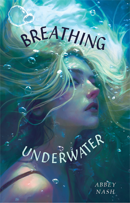 Disabled and Neurodivergent Books out in March 2024 - Breathing Underwater by Abbey Nash - The cover shows a blonde young white woman’s face and neck underwater, with bubbles surrounding her flowing hair. Her facial expression is maybe a little sad, but not concerned about drowning. The title, “Breathing Underwater” frames her face, above and below, in curving plain lettering, purple and white. The author's name, “Abbey Lee Nash” is in plain white text in the bottom right corner of the cover.