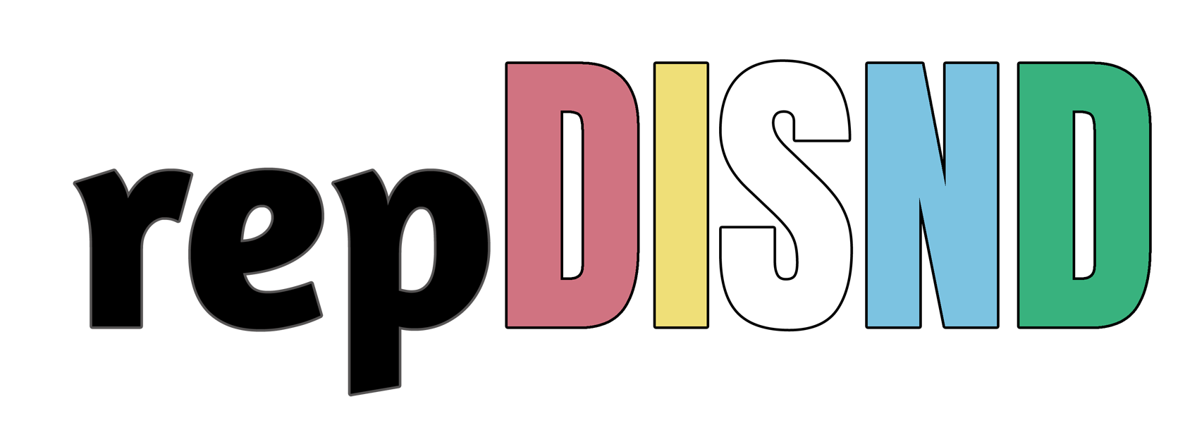 GeekDis is now repDISND - The repDISND logo; 'rep' in lowercase black letters, followed by 'DISND' in capital letters. 'D' is red, 'I' is white, 'S' is yellow, 'N' is blue and 'D' is green. The colours of the logo correspond with the disability flag.