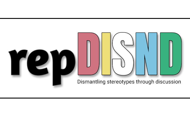 repDISND (formerly GeekDIS) is a month-long collaborative event to discuss disabled and neurodivergent representation, taking place every July! - A white banner with a thick pink and blue watercolour top and bottom border. In the centre is the repDISND logo; 'rep' in lowercase black letters, followed by 'DISND' in capital letters. 'D' is red, 'I' is white, 'S' is yellow, 'N' is blue and 'D' is green. The colours of the logo correspond with the disability flag. Beneath the capital letters in a small black font are the following words; Dismantling stereotypes through discussion.