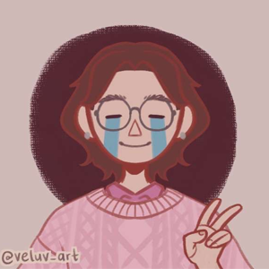 About the author: Danielle - An illustrated avatar in a cartoon style of a white-skinned woman with short brown hair. She is wearing brown framed glasses and a pale pink knitted sweater. There are blue lines streaming from her eyes to suggest tears and she is smiling as she holds up two fingers in a peace sign. The background behind them is dark brown and there is a darker brown halo around their head.