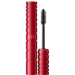 My Three Favourite Mascaras: NARS Cosmetics Climax Mascara. A tall red tube of mascara standing vertically with an open mascara wand standing on the right.